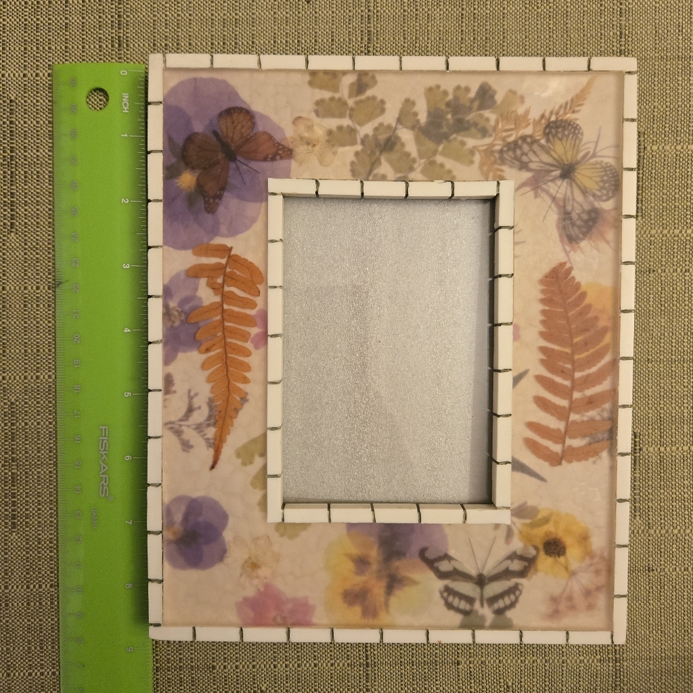 Secret Garden Frame 8.5 x 7" Resin Flower Butterflies Tile 5x3" Inset EUC‎ Table - Picture 7 of 10